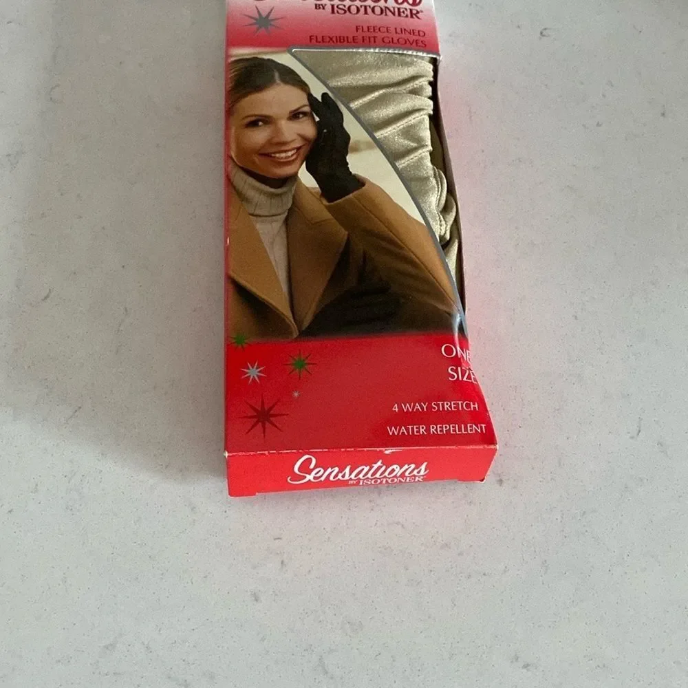 Women Sensation by Isotoner fleece lined‎ Flexible Fit gloves/NEW/Camel Color